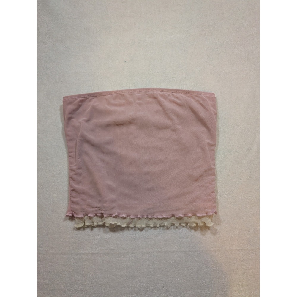 motel pink tube top light pink cream ruffle size S